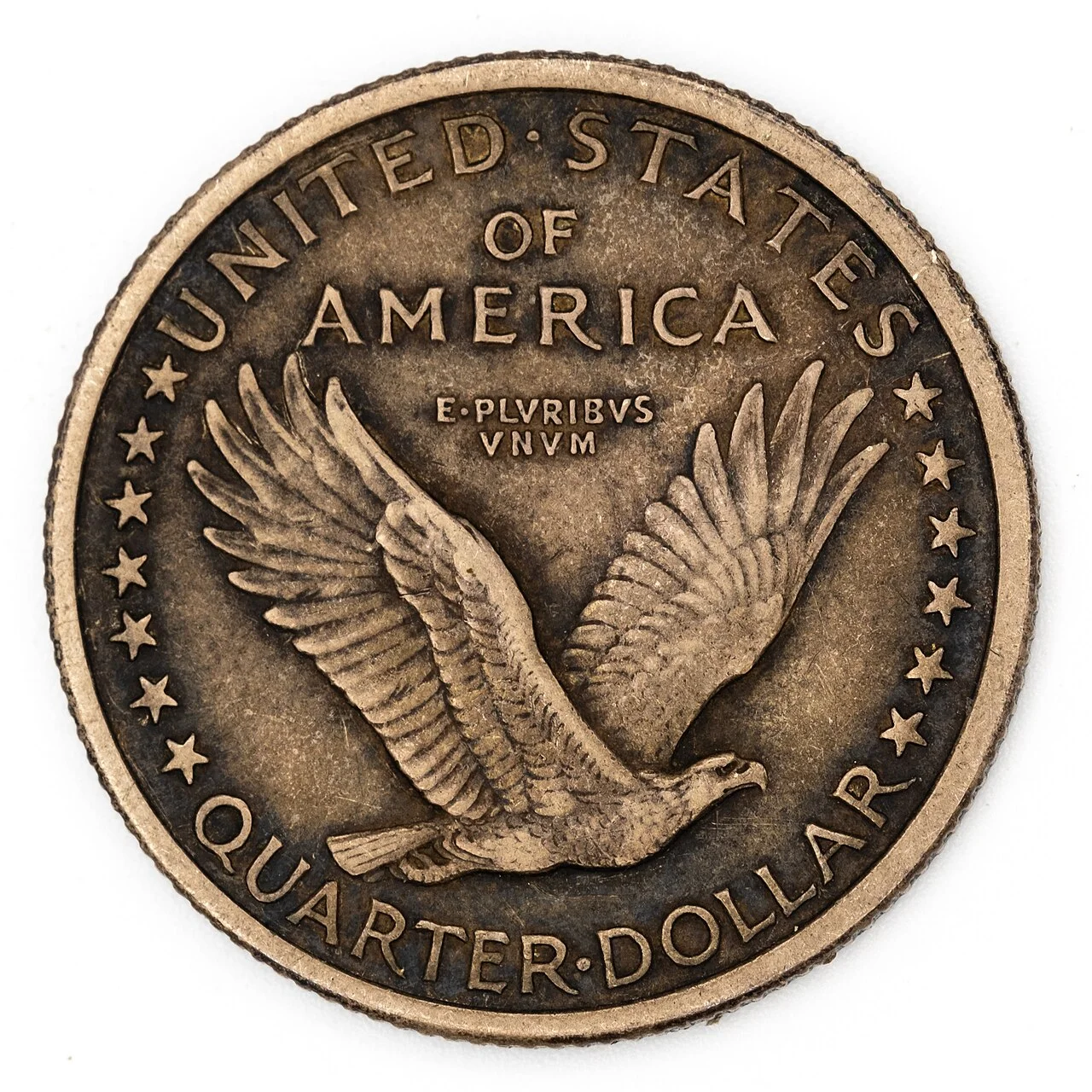 Standing Liberty Quarter reverse showing the eagle in full flight — the reverse design remained consistent from 1917 through 1930
